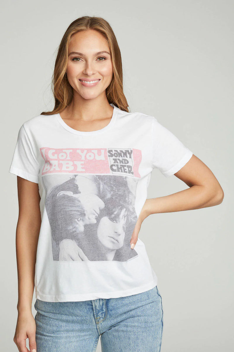 White Sonny & Cher Graphic T-Shirt-Final Sale